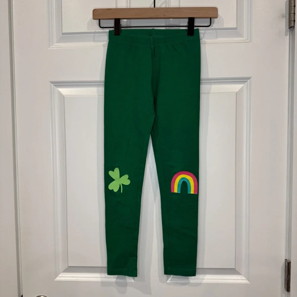 Cat & Jack Girls‎ Green Shamrock Rainbow Leggings Size M 7/8